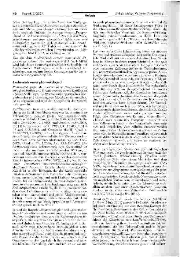 Vorschauseite 2: Abgrenzung Arzneimittel-Medizinprodukt: Pharmakologischist nicht biochemisch