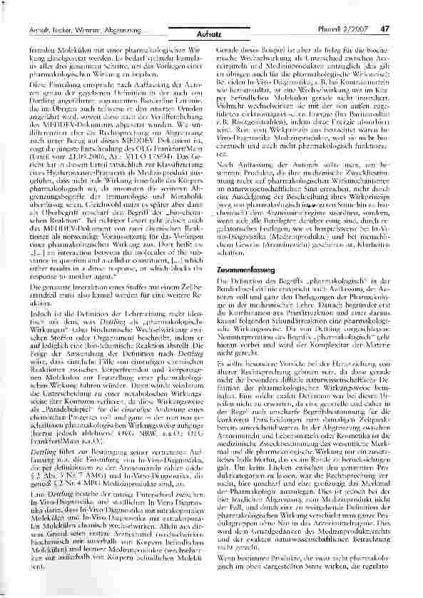 Vorschauseite 3: Abgrenzung Arzneimittel-Medizinprodukt: Pharmakologischist nicht biochemisch