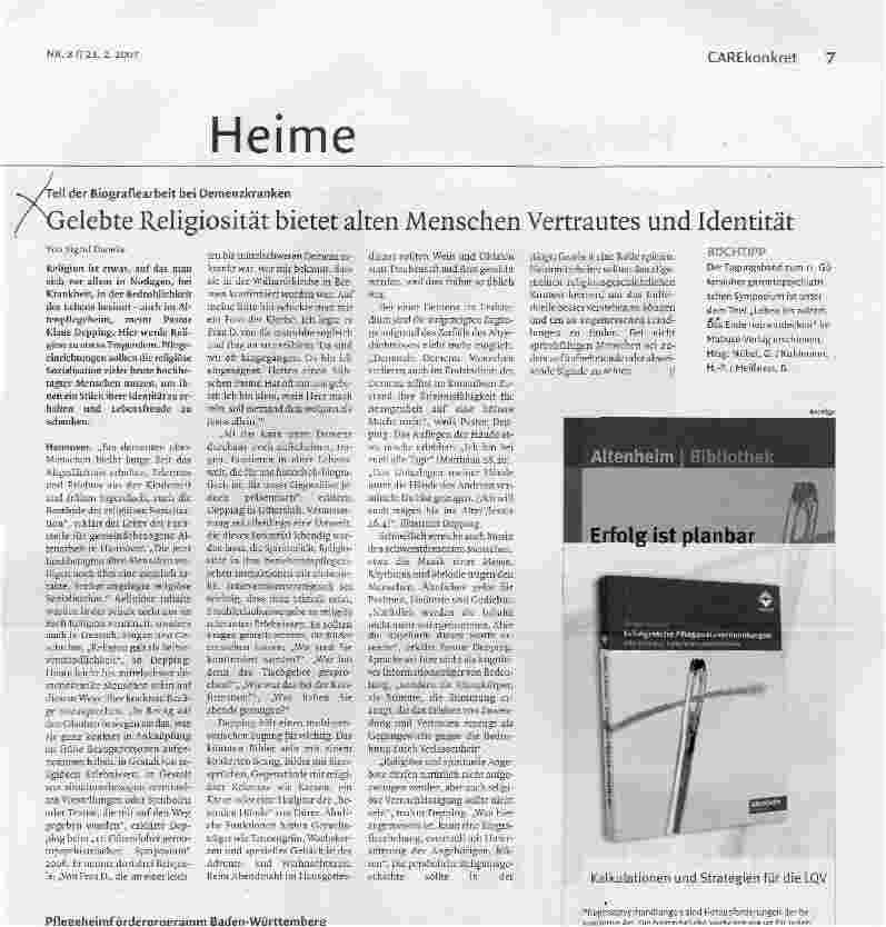 Vorschauseite 1: Gelebte Religiosität bietet alten Menschen Vertrautes und Identität