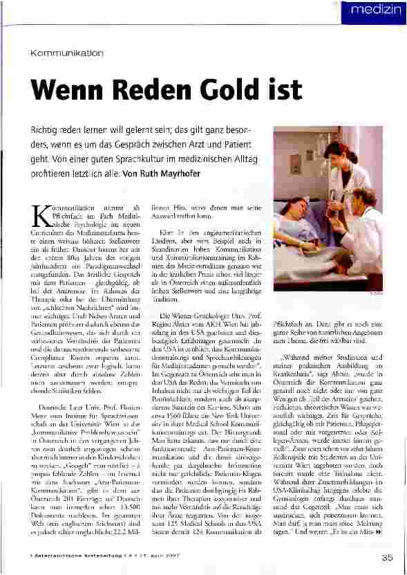 Vorschauseite 1: Wenn Reden Gold ist
