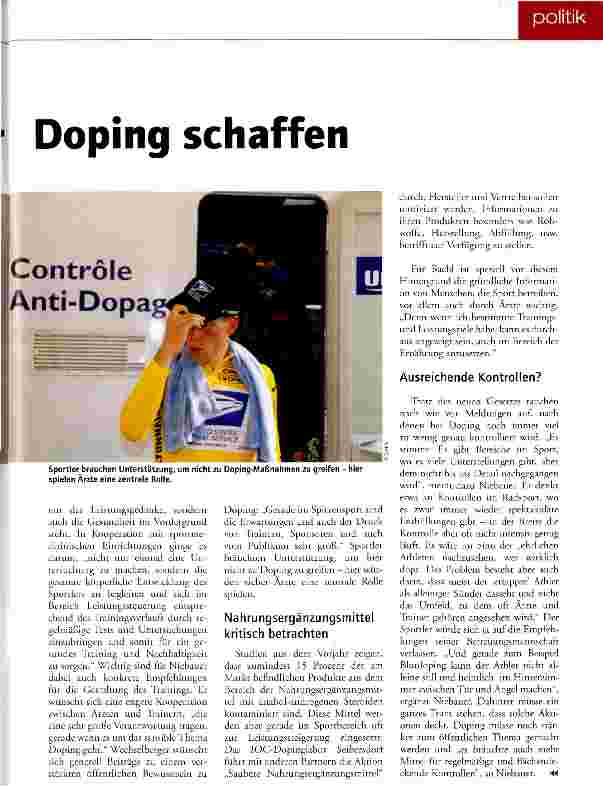 Vorschauseite 2: Öffentliches Bewusstsein für Doping schaffen