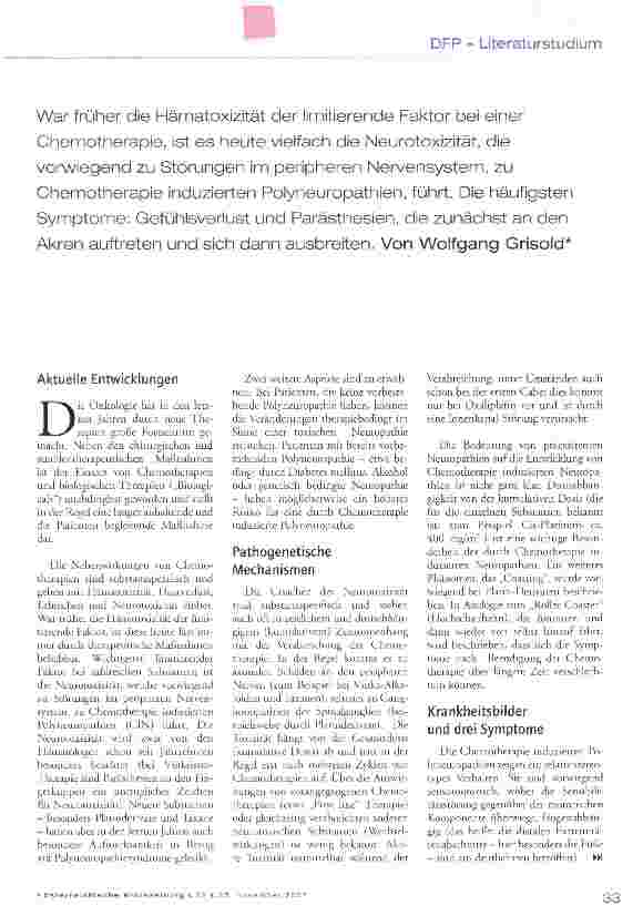 Vorschauseite 2: Onkologie und Polyneuropathie