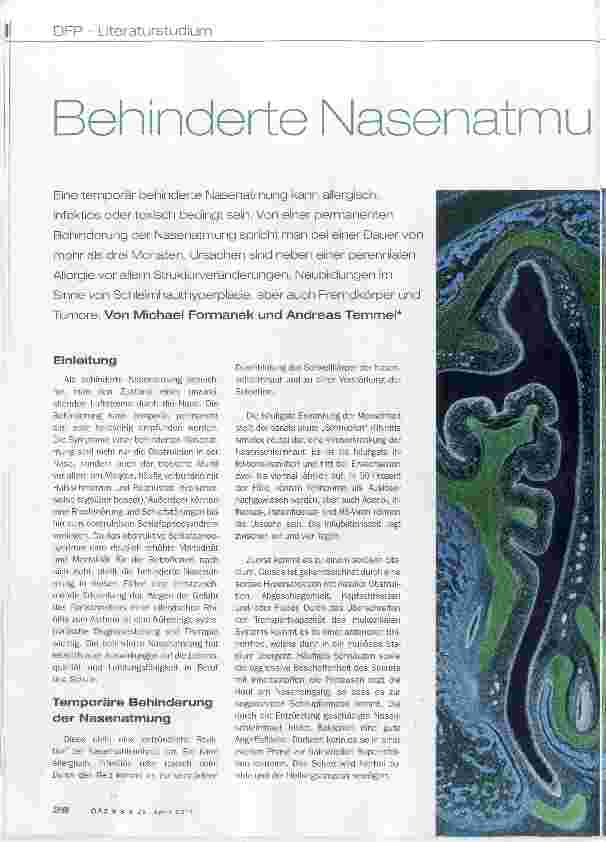Vorschauseite 1: Behinderte Nasenatmung und Rhinosinusitis