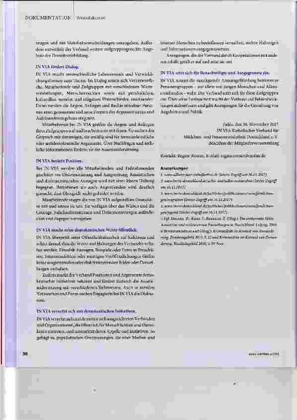 Vorschauseite 4: IN VIA für eine offene und demokratische Gesellschaft