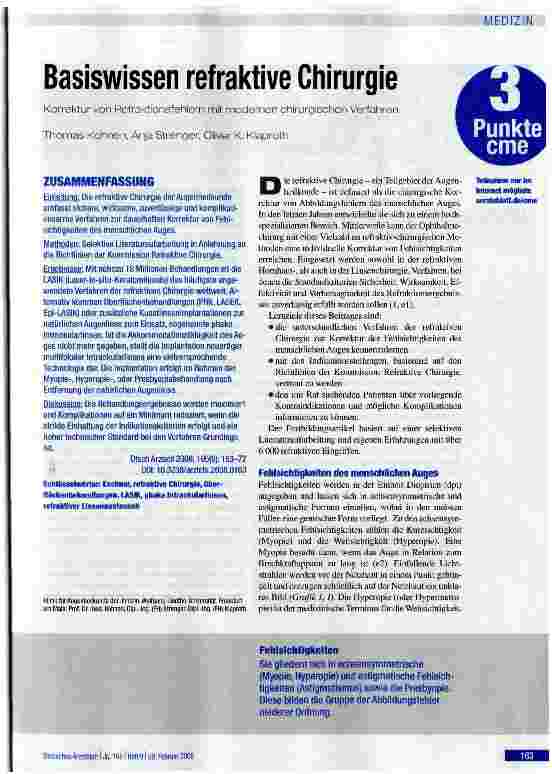 Vorschauseite 1: Basiswissen refraktive Chirurgie