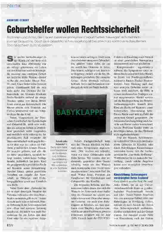 Vorschauseite 1: Geburtshelfer wollen Rechtssicherheit