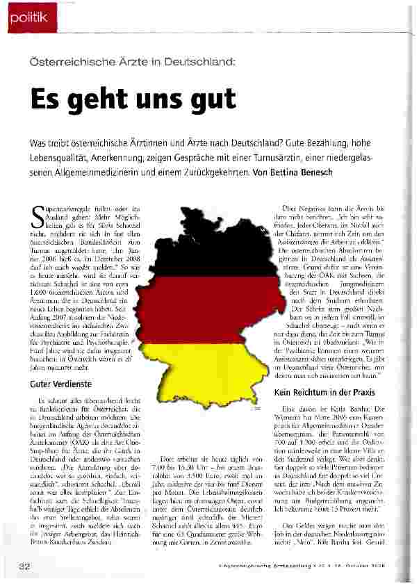Vorschauseite 1: Österreichische Ärzte in Deutschland: Es geht uns gut