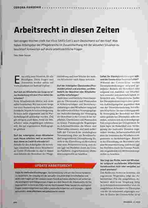 Vorschauseite 1: Arbeitsrecht in diesen Zeiten