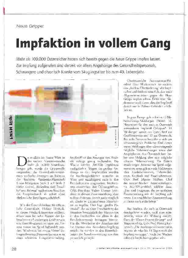 Vorschauseite 1: Impfaktion in vollem Gang