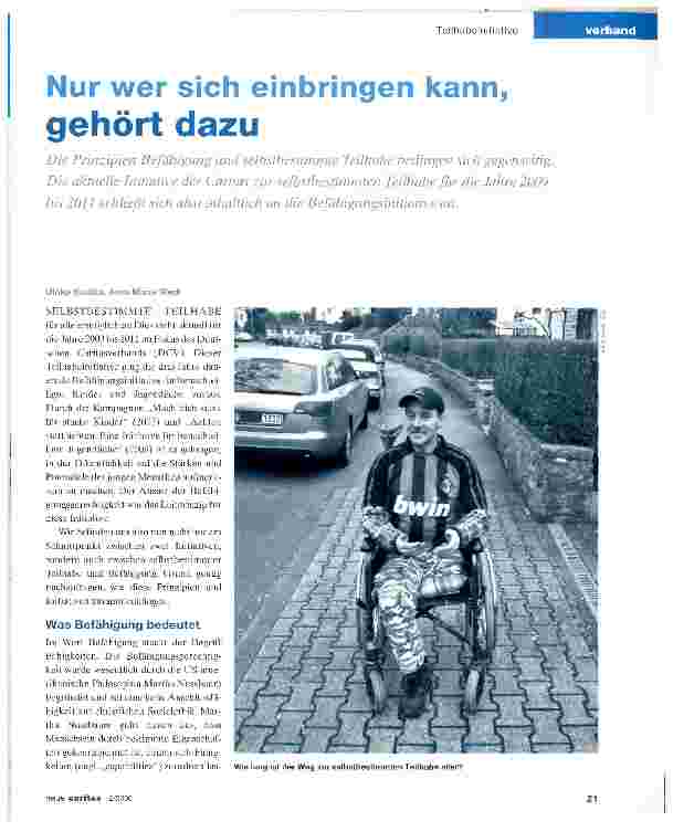 Vorschauseite 1: Nur wer sich einbringen kann, gehört dazu