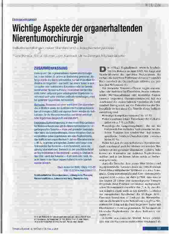 Vorschauseite 1: Wichtige Aspekte der organerhaltenden Nierentumorchirurgie