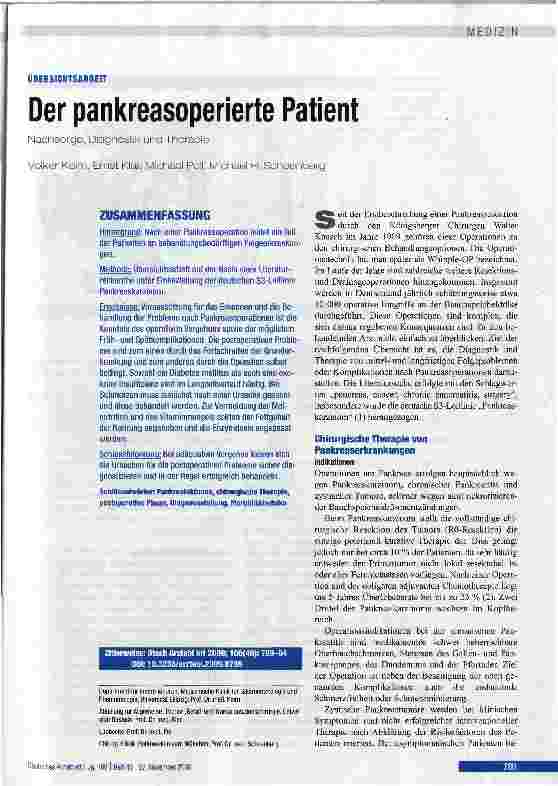 Vorschauseite 1: Der pankreasoperierte Patient