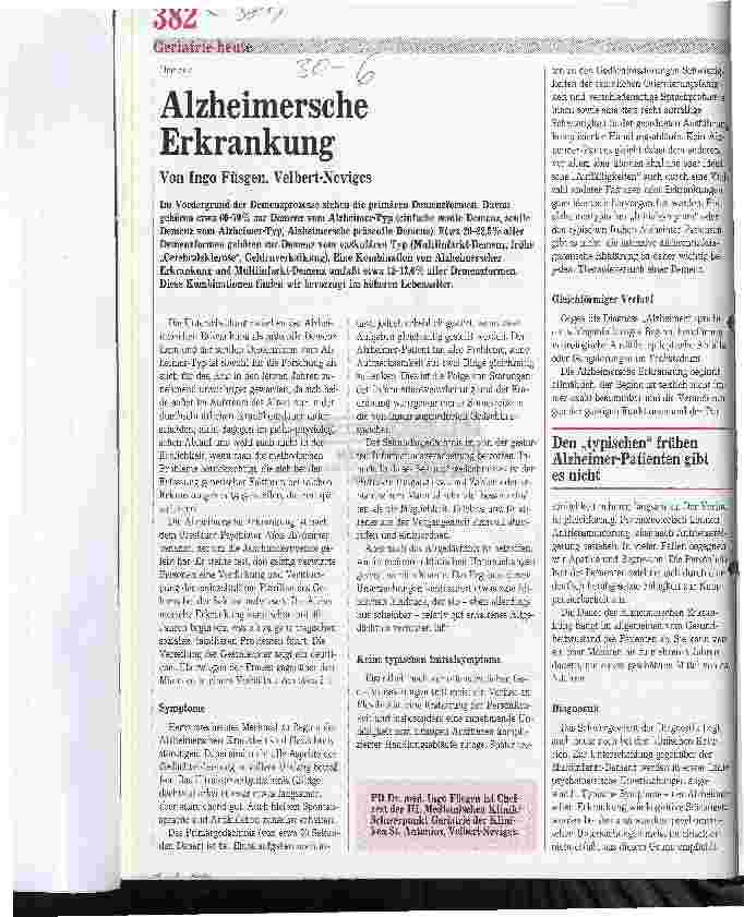 Vorschauseite 1: Demenz: Alzheimische Erkrankung