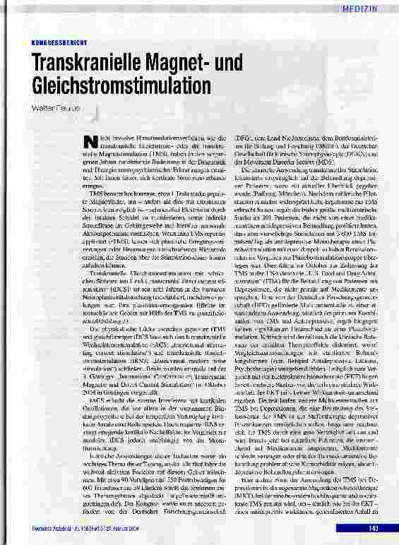 Vorschauseite 1: Transkranielle Magnetund Gleichstromstimulation