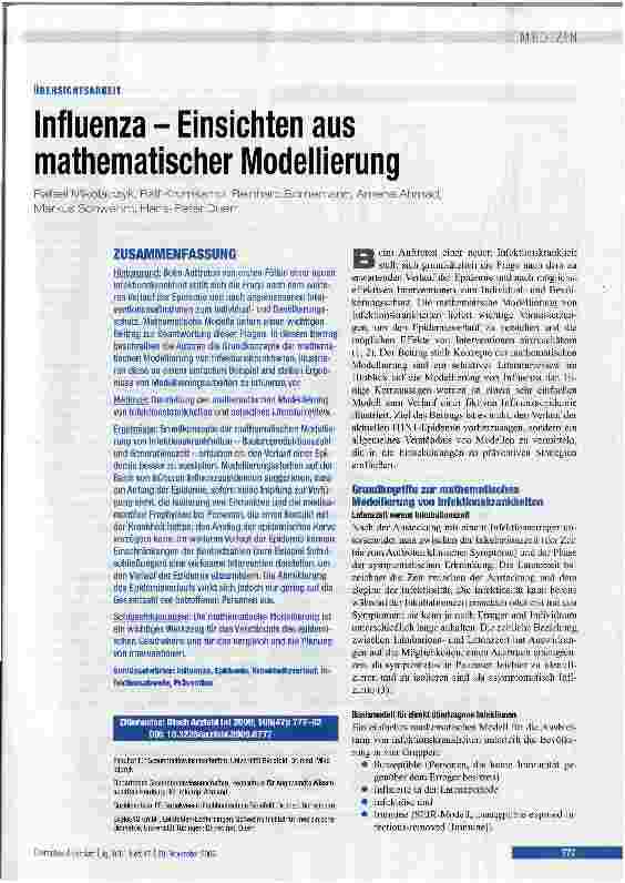Vorschauseite 1: Influenza - Einsichten aus mathematischer Modellierung