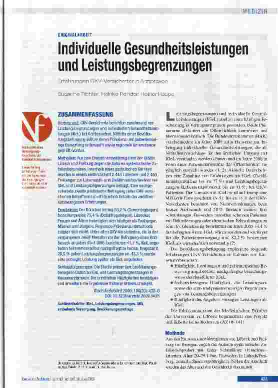 Vorschauseite 1: Individuelle Gesundheitsleistungen und Leistungsbegrenzungen