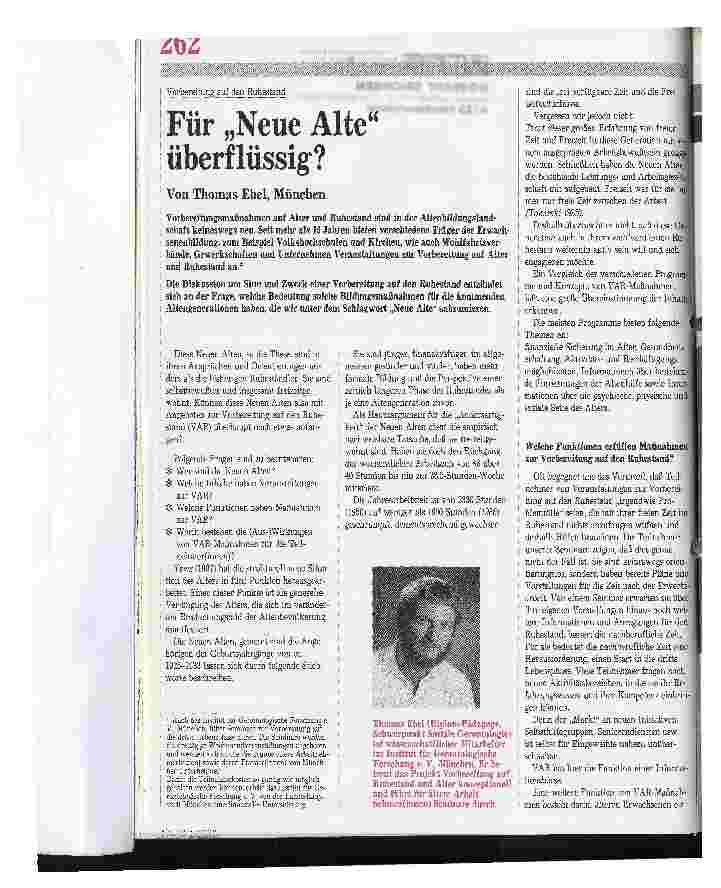 Vorschauseite 1: Vorbereitung auf den Ruhestand: Für Neue Alte überflüssig