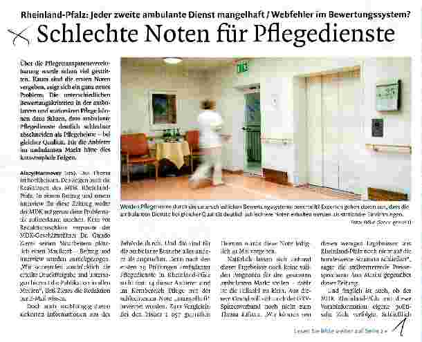 Vorschauseite 1: Schlechte Noten für Pflegedienste