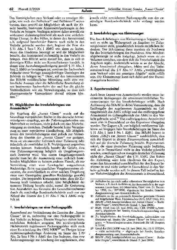 Vorschauseite 3: Die „Sunset Clause im Arzneimittelgesetz