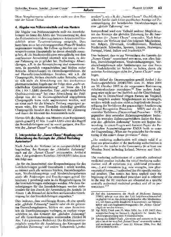 Vorschauseite 4: Die „Sunset Clause im Arzneimittelgesetz