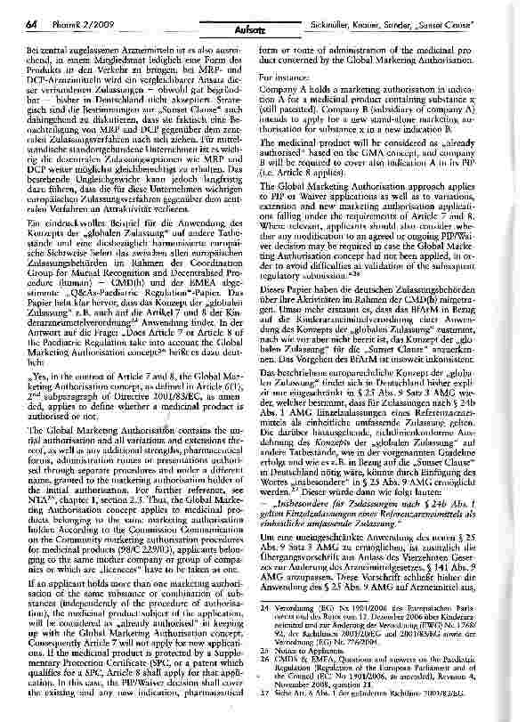 Vorschauseite 5: Die „Sunset Clause im Arzneimittelgesetz