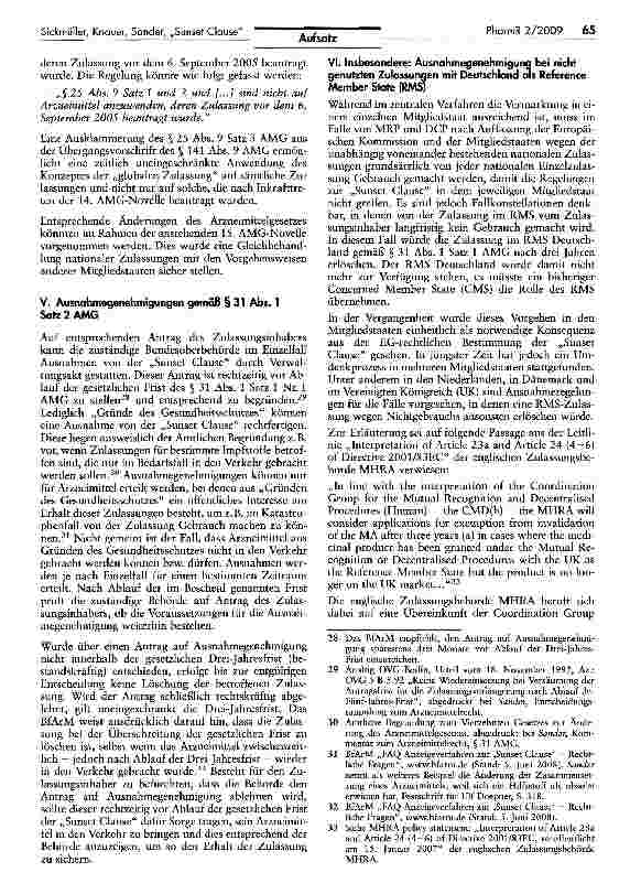 Vorschauseite 6: Die „Sunset Clause im Arzneimittelgesetz