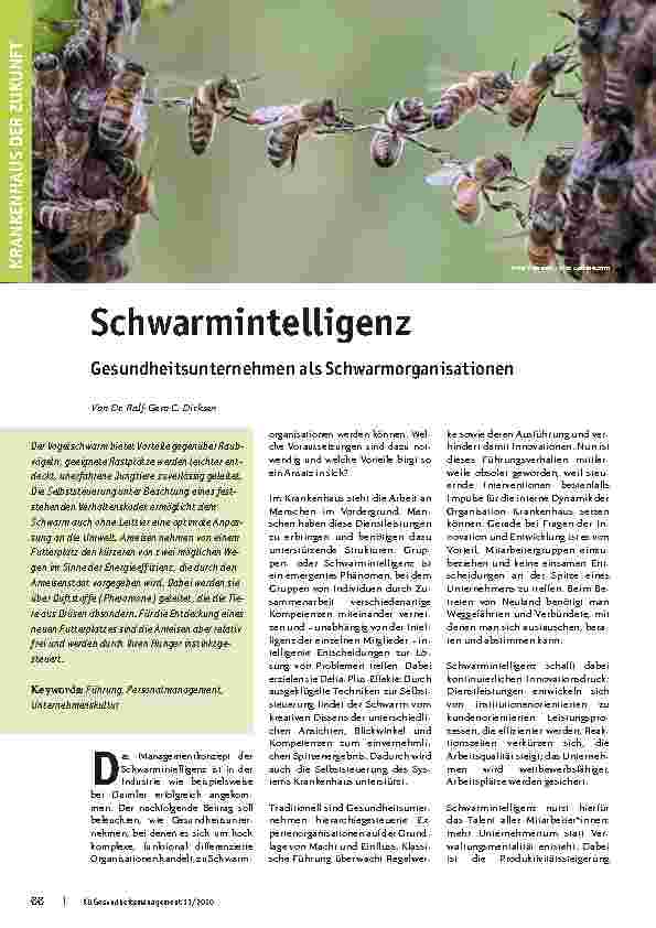 Vorschauseite 1: Schwarmintelligenz: Gesundheitsunternehmen als Schwarmorganisationen