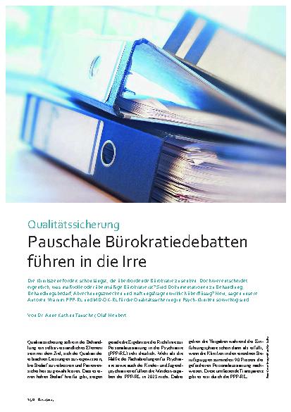 Vorschauseite 1: Qualitätssicherung Pauschale Bürokratiedebatten führen in die Irre