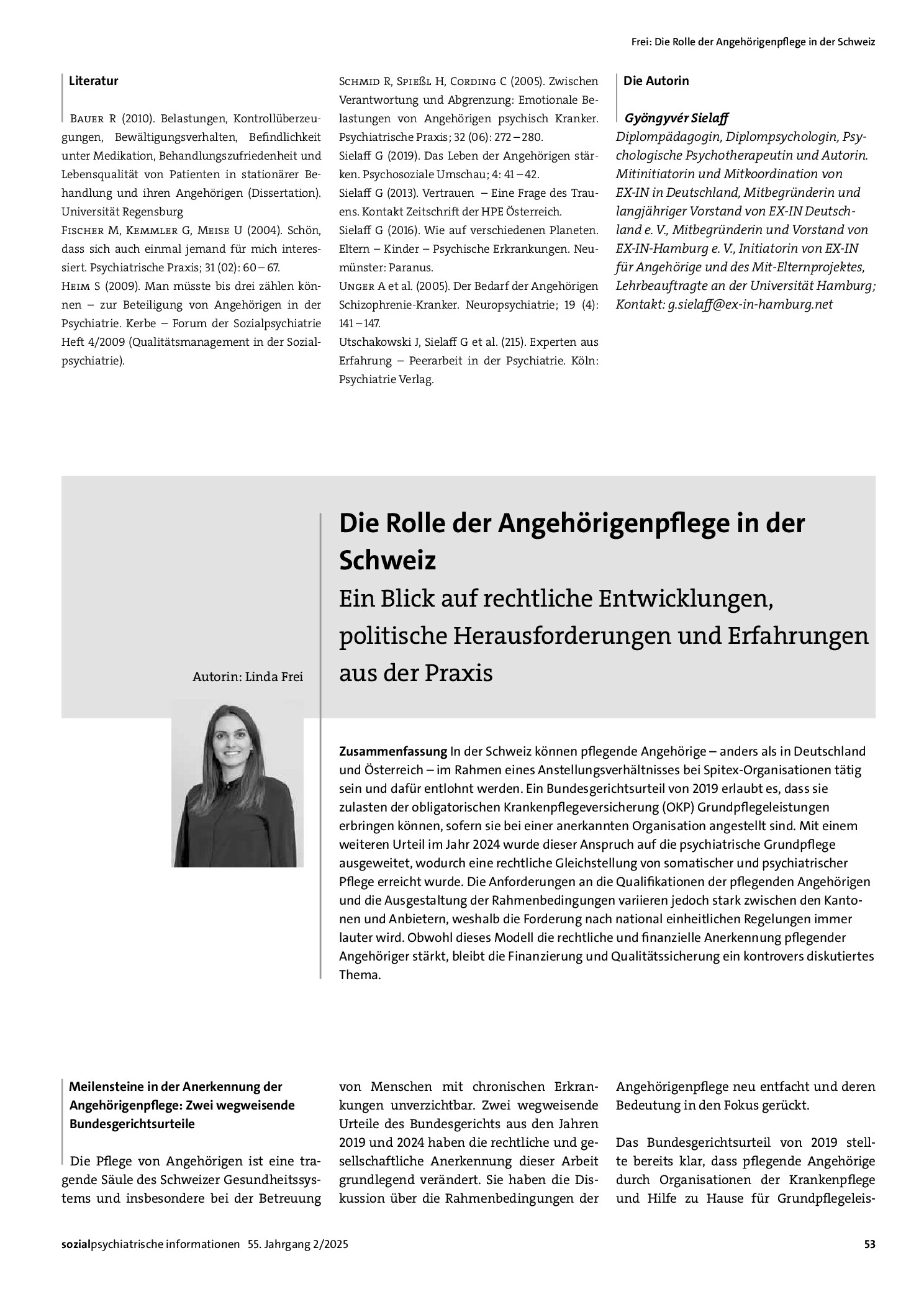 Vorschauseite 1: Die Rolle der Angehörigenpflege in der Schweiz