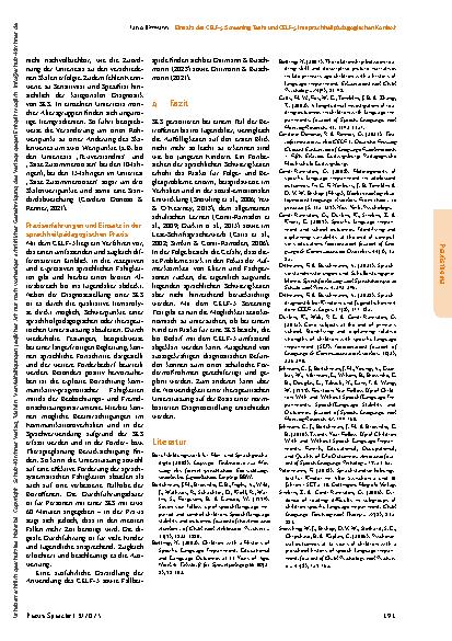 Vorschauseite 4: Einsatz des CELF-5 Screening Tests und CELF-5 im sprachheilpädagogischen Kontext
