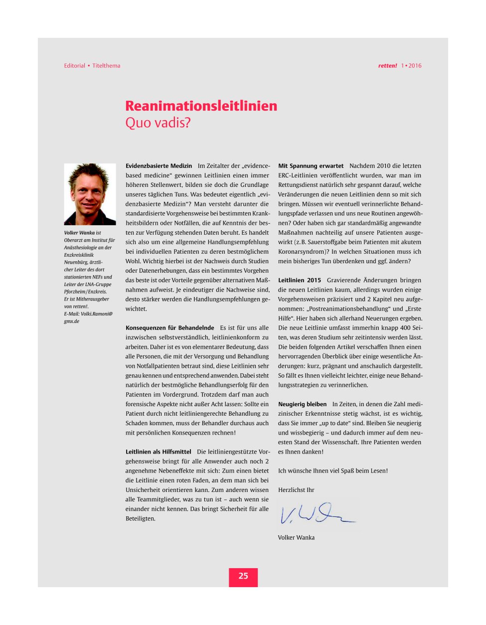 Vorschauseite 1: Reanimationsleitlinien ? Quo Vadis?