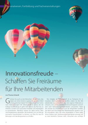 Vorschauseite 1: Innovationsfreude – Schaffen Sie Freiräume für Ihre Mitarbeitenden
