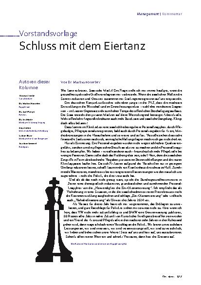 Vorschauseite 1: Vorstandsvorlage: Schluss mit dem Eiertanz