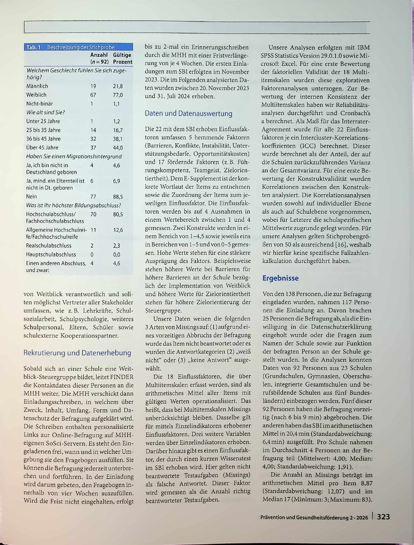 Vorschauseite 2: Einflussfaktoren der Implementation von Präventionsstrategien – Validierung eines Messinstruments für den Schulkontext