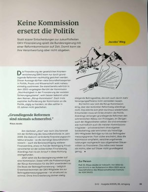 Vorschauseite 1: Keine Kommission ersetzt die Politik