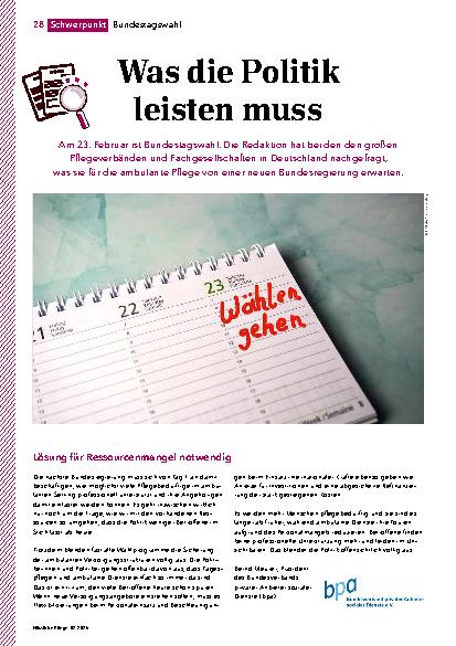 Vorschauseite 1: Was die Politik leisten muss