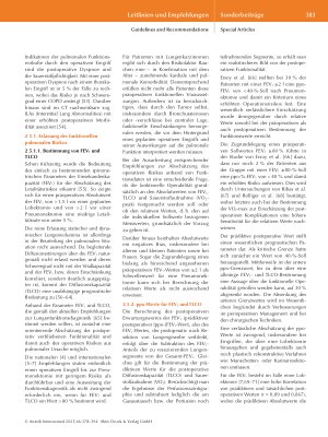 Vorschauseite 6: Die präoperative Evaluation erwachsener thoraxchirurgischer Patientinnen und Patienten mit onkologisch resektablen Lungentumoren – eine gemeinsame Empfehlung der DGAI, DGT und DGP