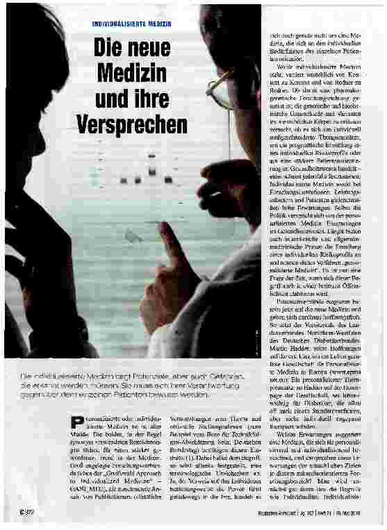 Vorschauseite 1: Die neue Medizin und ihre Versprechen