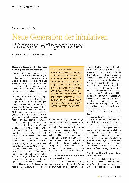 Vorschauseite 1: Neue Generation der inhalativen Therapie Frühgeborener
