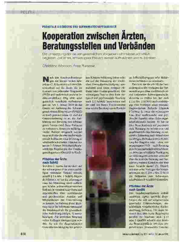 Vorschauseite 1: Kooperation zwischen Ärzten, Beratungsstellen und Verbänden