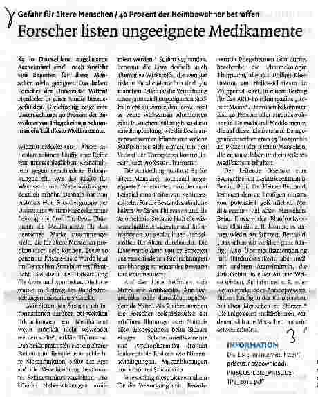 Vorschauseite 1: Forscher listen ungeeignete Medikamente