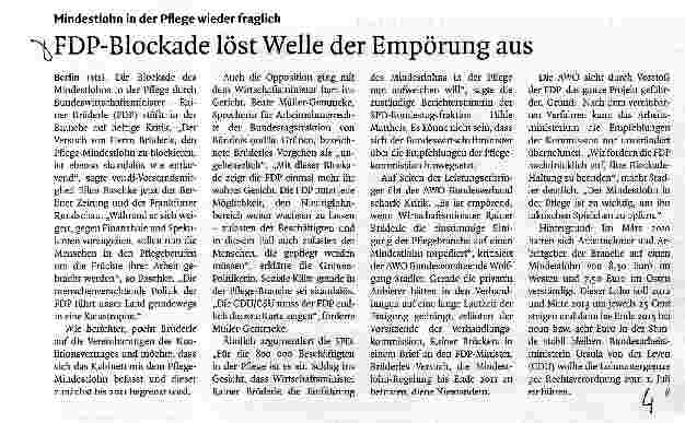 Vorschauseite 1: FDP-Blockade löst Welle der Empörung aus