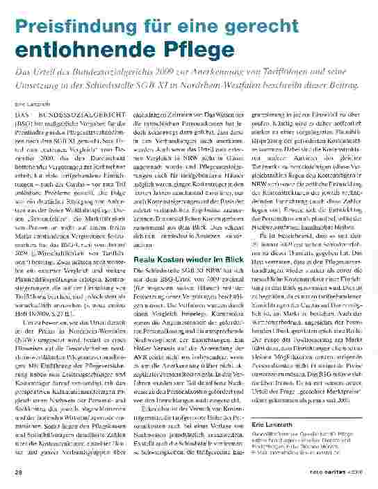 Vorschauseite 1: Preisfindung für eine gerecht entlohnende Pflege