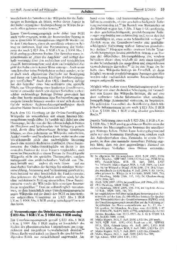 Vorschauseite 5: Zulässigkeit des Einsteljens von Beiträgen über Arzneimittel bei Wikipedia und diesbezügliche Überwachungspflichten und Löschungsansprüche pharmazeutischer Unternehmen