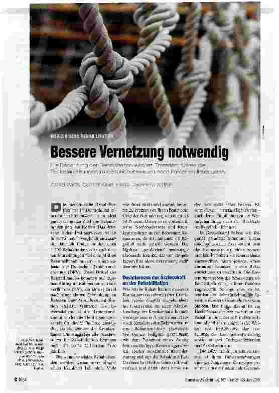 Vorschauseite 1: Bessere Vernetzung notwendig