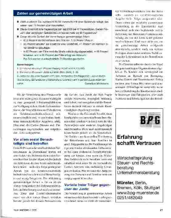 Vorschauseite 2: Arbeit statt Strafe sichert Teilhabe