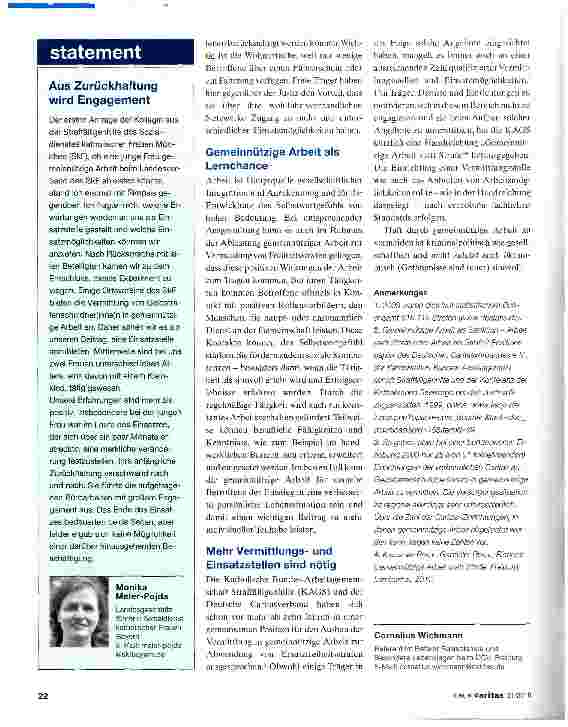Vorschauseite 3: Arbeit statt Strafe sichert Teilhabe