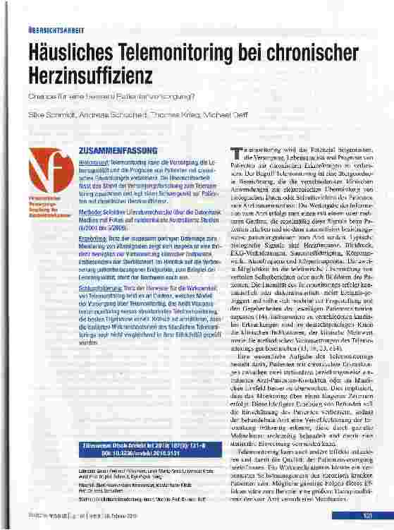 Vorschauseite 1: Häusliches Telemonitoring bei chronischer Herzinsuffizienz