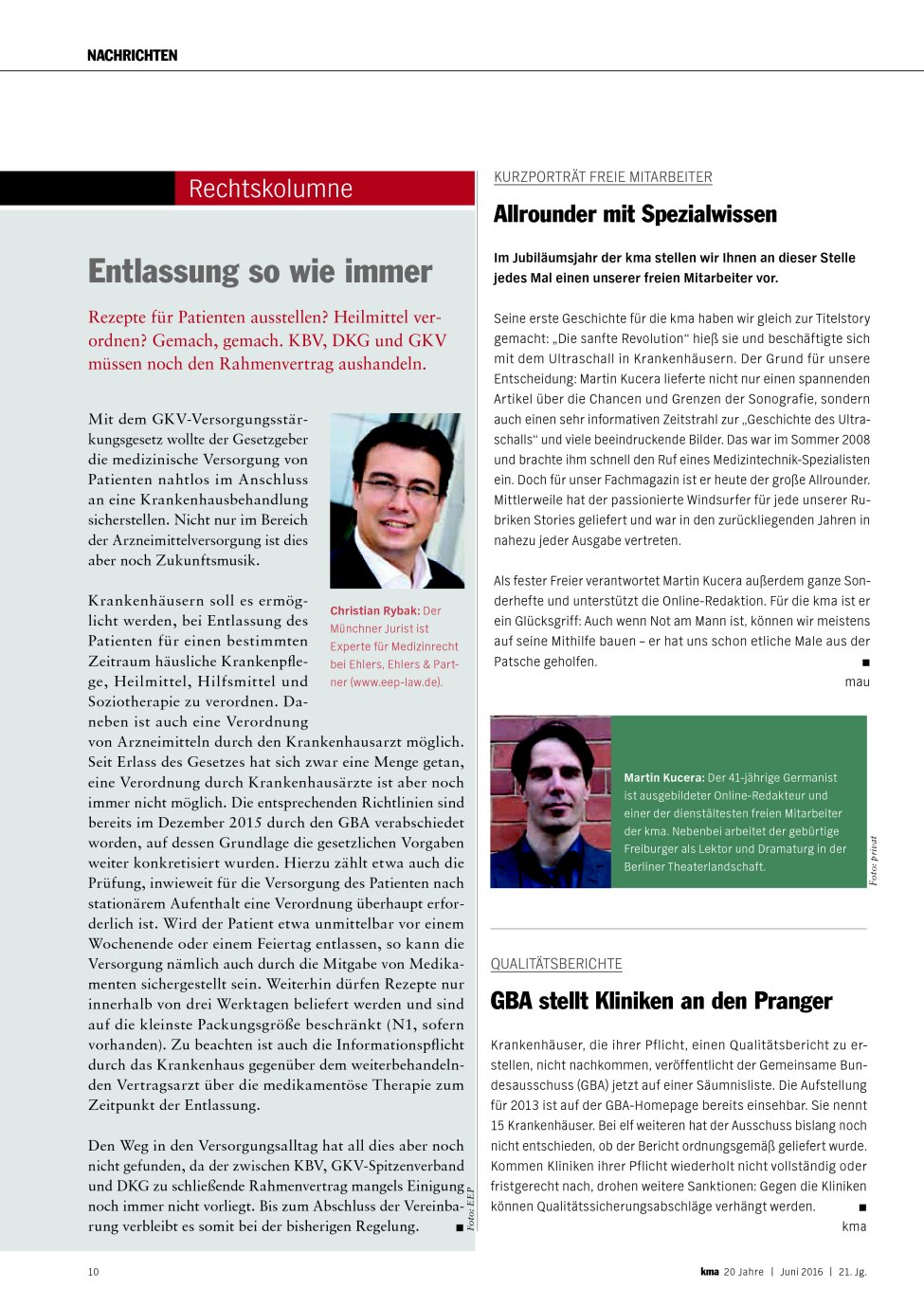 Vorschauseite 1: Qualitätsberichte: GBA stellt Kliniken an den Pranger