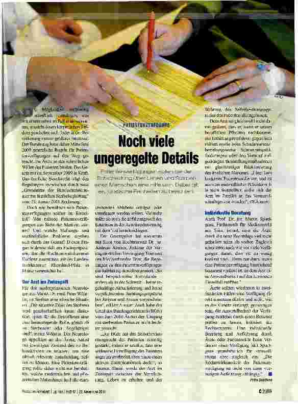 Vorschauseite 1: Noch viele ungeregelte Details